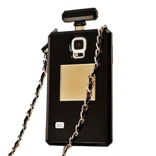 Husa din silicon dens TPU tip sticluta de parfum cu lantisor Samsung Galaxy S6 BLACK