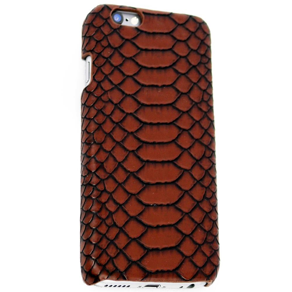 Husa din plastic dur policarbonat iPhone 6 / 6S (4.7 inch) efect 3D tip piele de sarpe crocodil BROWN