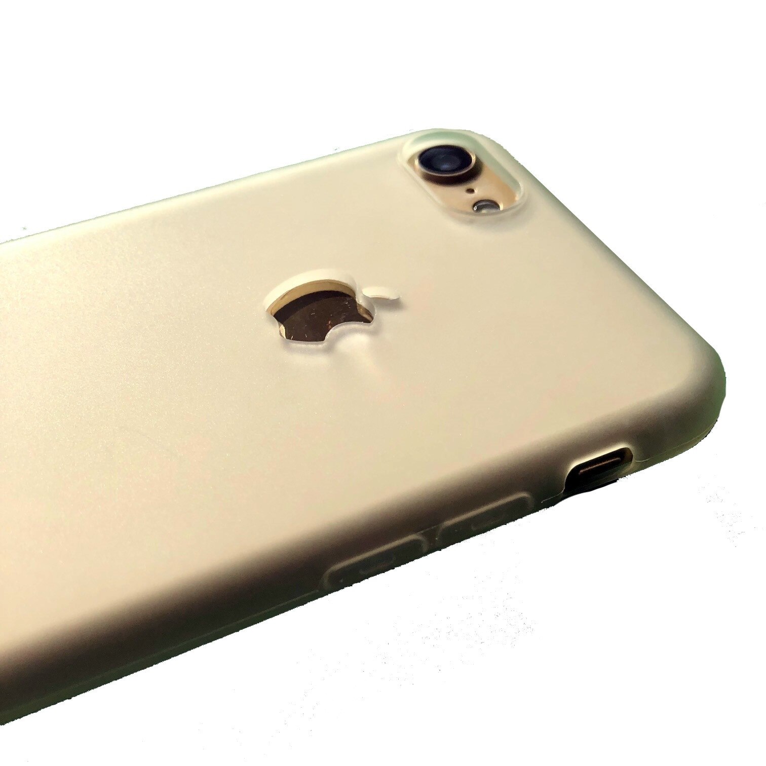 Husa iPhone 7 (4.7 inch) din silicon dens, logo Apple decupat, mat matte TRANSLUCID