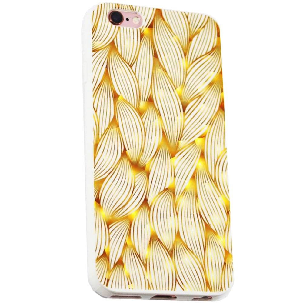 Husa din silicon dens TPU iPhone 6 / 6S (4.7 inch) print metalizat metalic WHITE GOLD, AURIU