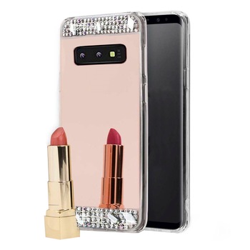 Husa pentru spate super slim oglinda mirror cu cristale pietre diamonds Samsung Galaxy S10 PLUS S10+ Husa pentru spate super slim oglinda mirror cu cristale pietre diamonds Samsung Galaxy S10 PLUS S10+
