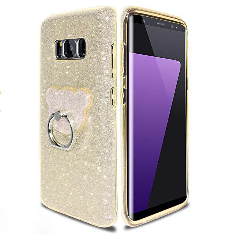 Husa cu Inel Urechi Mickey si Sclipici Samsung Galaxy S8 PLUS Gold