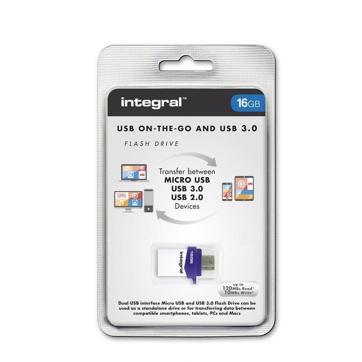 Integral 16GB MICRO FUSION USB3.0 Pendrive - Fehér (328892)