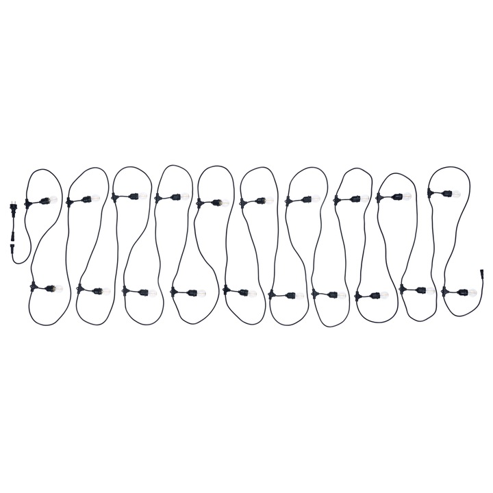 Гирлянд за градинско осветление Koloreno, 20 м, 20 LED крушки E27, 6 W, Черен