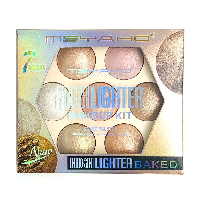 Msyaho Highlighter Baked 7 Colour illuminating palette, нюанс 01 Light ...