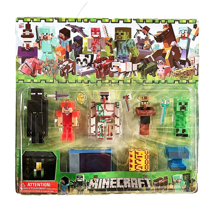Комплект Фигурки Майнкрафт, 12броя, Minecraft, Многоцветен