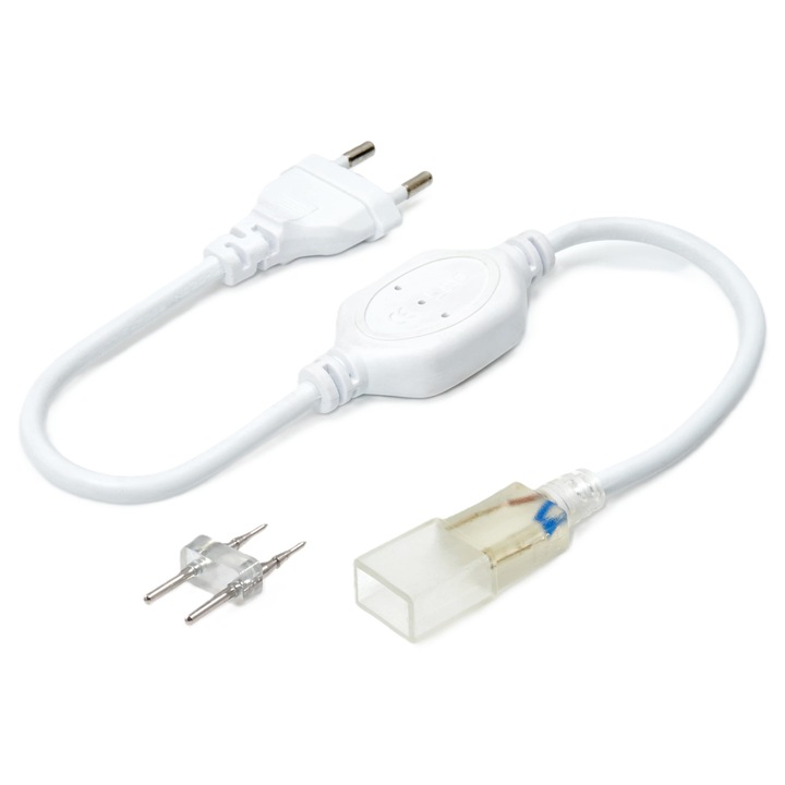 Cablu de alimentare pentru benzi LED Koloreno, 230V, 120 LED/m, 14x5mm, Alb