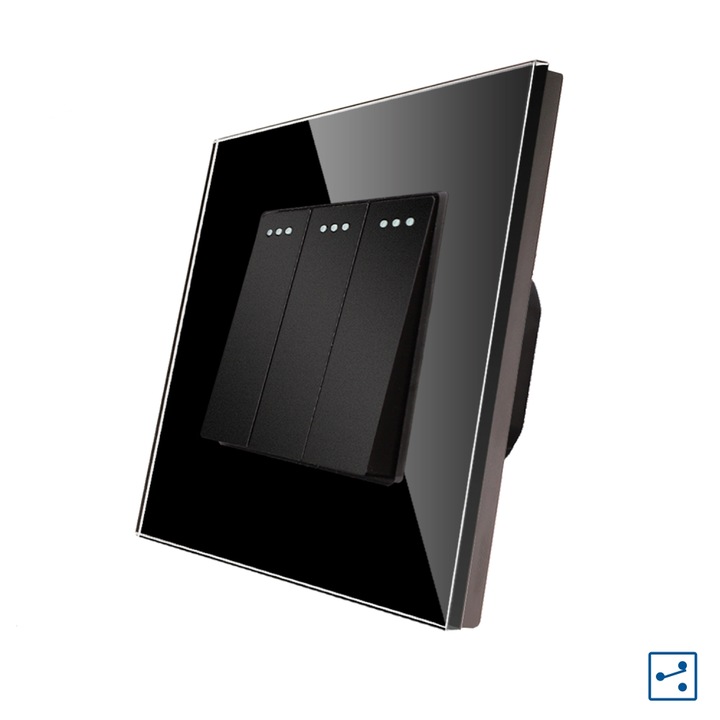 Luxion Válto Mechanikus Háramas Kapcsoló Kristályüveg, Nedvességálló, Fekete