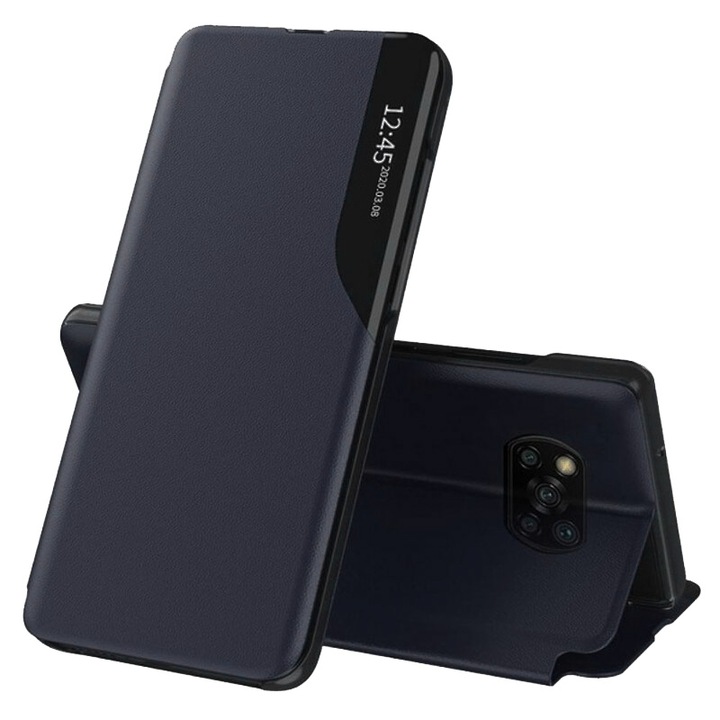 Кейс за Xiaomi Poco X3/Poco X3 NFC/Poco X3 Pro, Екологична кожа, Тъмно син