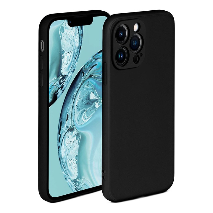 Husa din silicon pentru Iphone 13 Pro Interior Microfibra, Protectie Camera, Negru