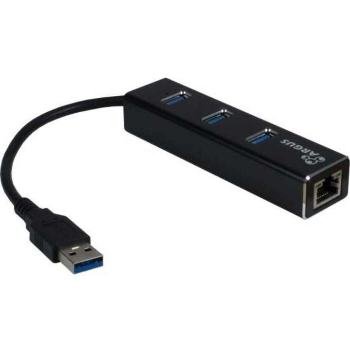 Adaptor Retea Gigabit si Hub USB Inter-Tech Argus IT-310 negru