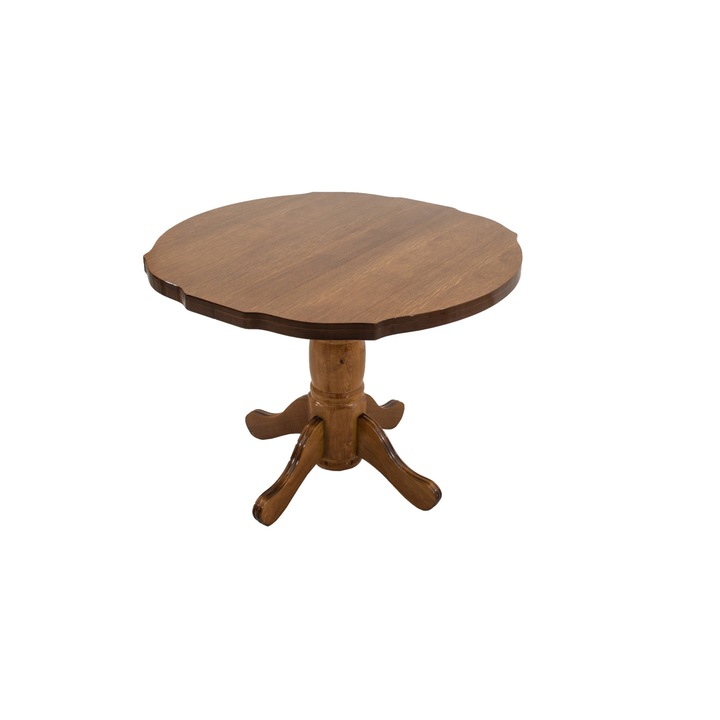 Masa extensibila Kan 100x135 cm, culoare nuc, lemn masiv, blat din MDF