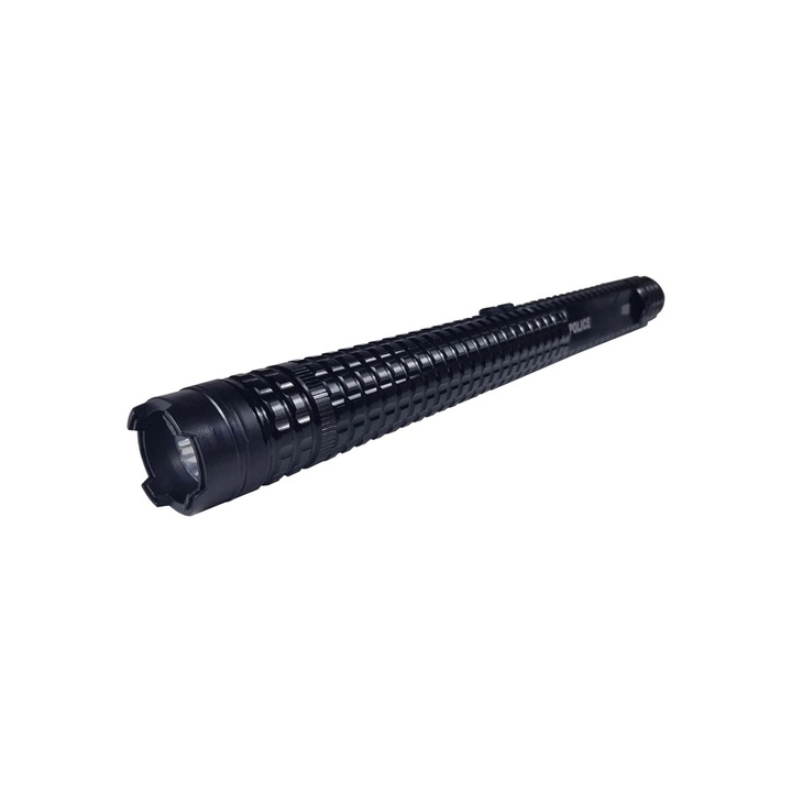 Baston electrosoc si lanterna DEPOX®, Police X8, metalic, 35 cm, negru