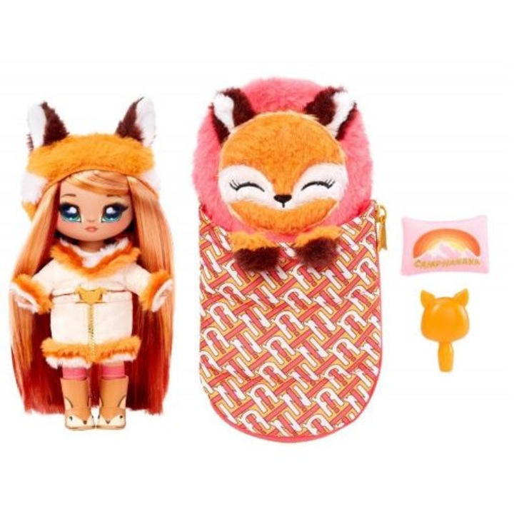 Papusa Na! Na! Na! Surprise! Sierra Foxtail Fox Doll cu accesorii camping, 27 cm