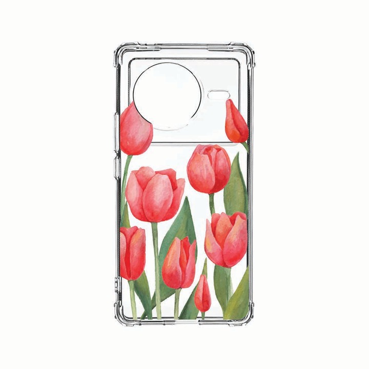 Силиконов калъф Unique за Vivo X80, Red Tulips, Anti Shock, AS 633