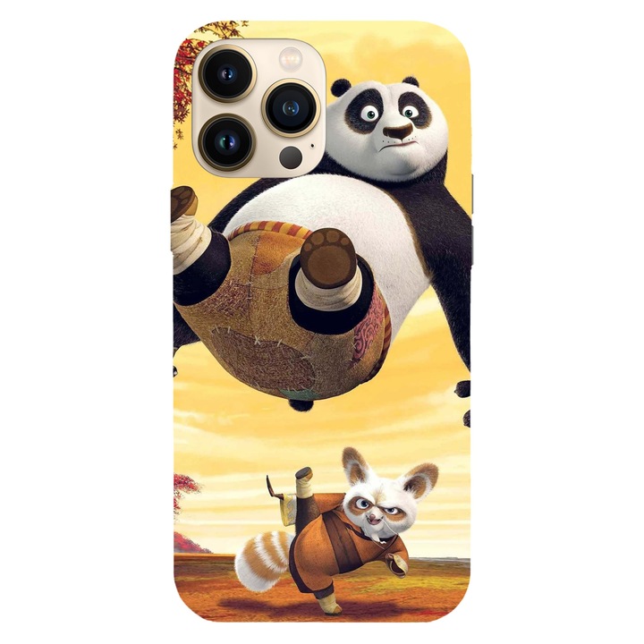 Husa compatibila cu Apple iPhone 13 model Kung Fu Panda training, Silicon, TPU, Viceversa
