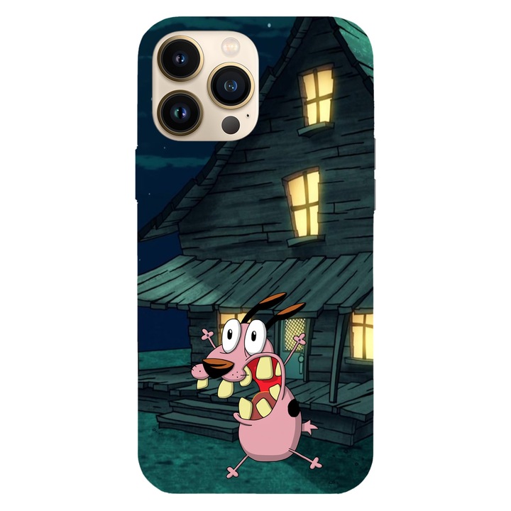 Husa compatibila cu Apple iPhone 13 Mini model Courage the cowardly dog night run, Silicon, TPU, Viceversa