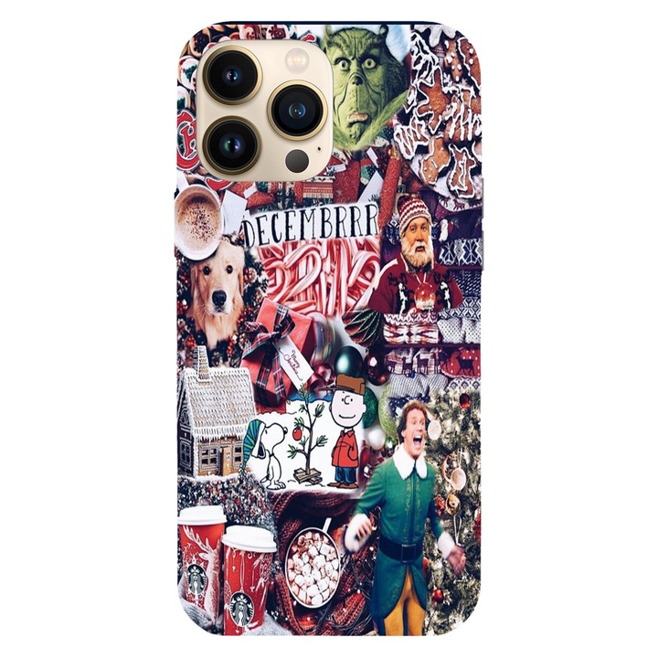Коледен калъф, съвместим с Apple iPhone 15 Pro Max модел Декември, Силикон, TPU, Обратно