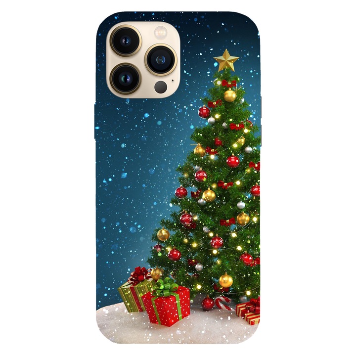 Коледен калъф, съвместим с Apple iPhone 15 Pro Max модел Christmas Tree, силикон, TPU, обратното