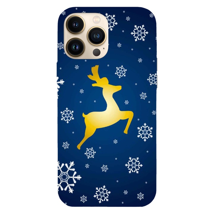 Husa Craciun compatibila cu Apple iPhone 11 Pro Max model Golden reindeer, Silicon, TPU, Viceversa