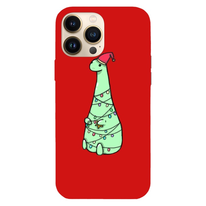 Husa Craciun compatibila cu Apple iPhone 11 Pro Max model Kawaii Dino Christmas, Silicon, TPU, Viceversa