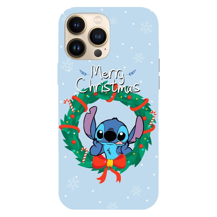 Karácsonyi tok kompatibilis az Apple iPhone 13 modell Merry Christmas a Stitch, Silicon, TPU, Viceversa termékeivel