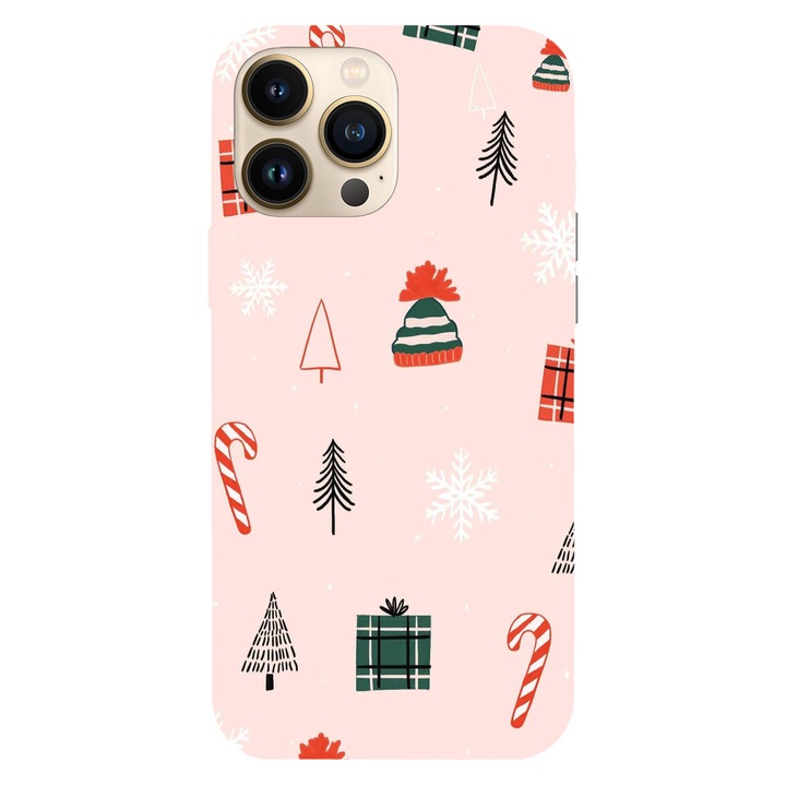 Husa Craciun compatibila cu Apple iPhone 11 Pro Max model Kawaii Christmas candy canes, Silicon, TPU, Viceversa