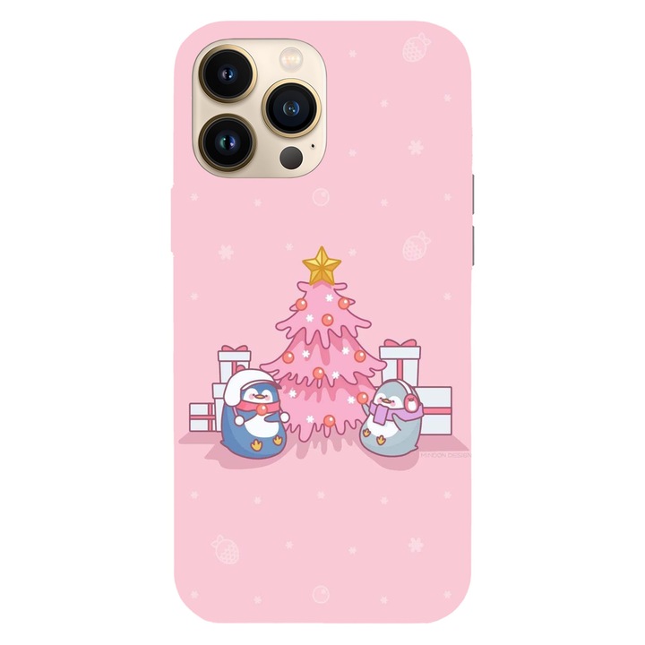 Husa Craciun compatibila cu Apple iPhone 11 Pro Max model Kawaii penguins Christmas, Silicon, TPU, Viceversa