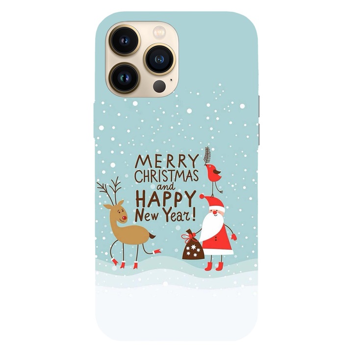 Husa Craciun compatibila cu Apple iPhone 11 Pro Max model Merry Christmas and a happy new year, Silicon, TPU, Viceversa