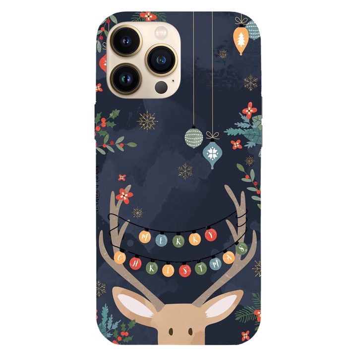 Husa Craciun compatibila cu Apple iPhone 11 Pro Max model Christmas Reindeer Lights, Silicon, TPU, Viceversa