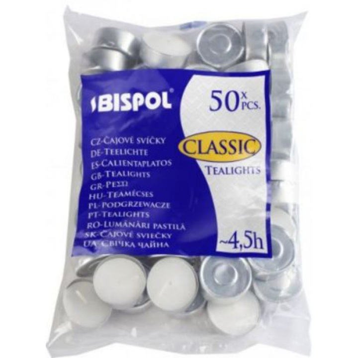 Комплект свещи, Bispol, Горене 4,5 ч, 50 бр