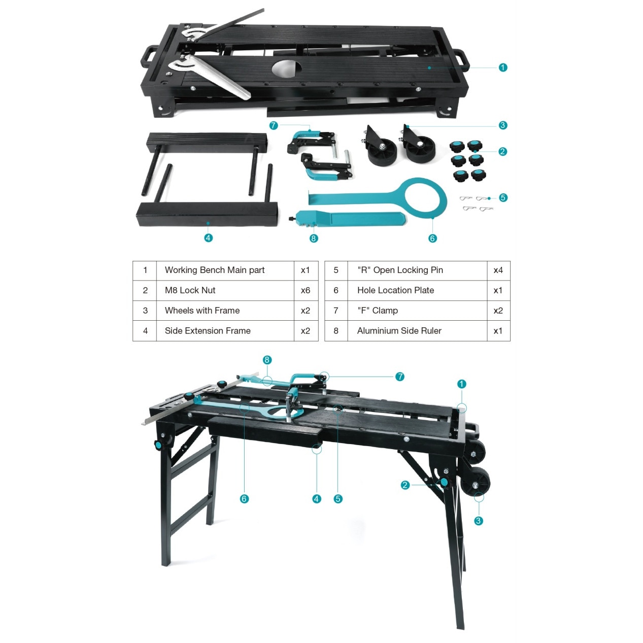 Masa de lucru multifunctionala dotata cu accesorii - BIHUI-TWT900