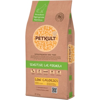 Hrana uscata pentru caini Petkult Sensitive, Low Calories, Miel si Orez, 12 kg Hrana uscata pentru caini Petkult Sensitive, Low Calories, Miel si Orez, 12 kg