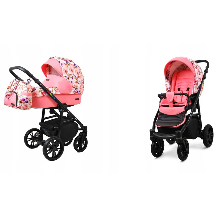 Детска количка Baby Lux 2 в 1, Алуминий/Памук, Многофункционална, Многоцветен