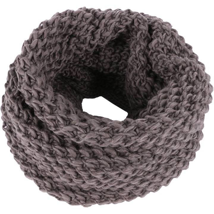 Fular circular unisex, tricotat, model tunel, B089-63 Gri