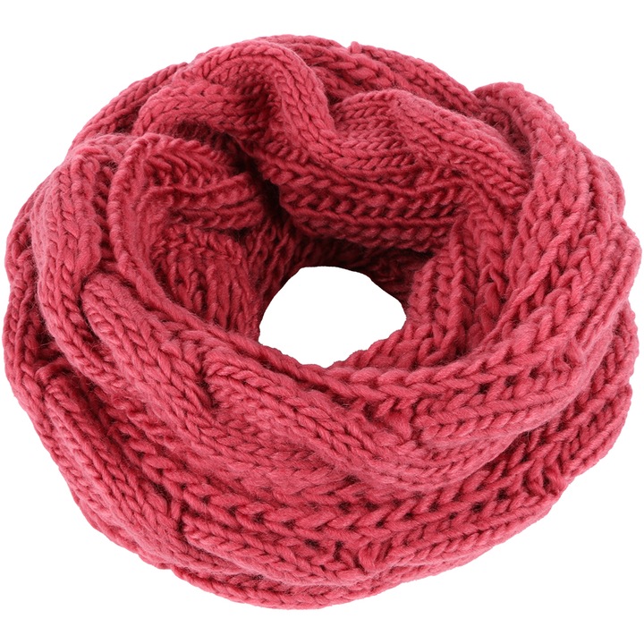 Fular circular unisex, tricotat, model infinit, B087-17 Roz