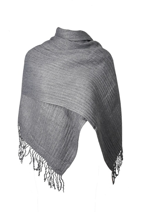 Női sál, sötétszürke, 185x70 cm mérete