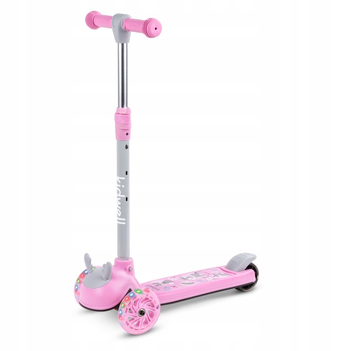 Trotineta echilibrat, Zoocar, Kidwell, cu 3 roti, pentru copii pana la 25 kg, de la 3 ani, Roz/Gri