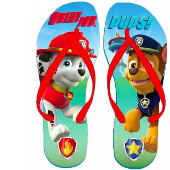 Șlapi Paw Patrol diverse bretele, Rosu/Multicolor