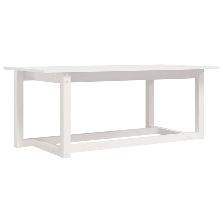Masuta de cafea vidaXL, alb, 110x55x45 cm, lemn masiv de pin, 8.3 kg