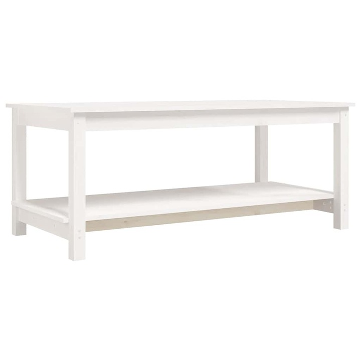 Masuta de cafea vidaXL, alb, 110x55x45 cm, lemn masiv de pin