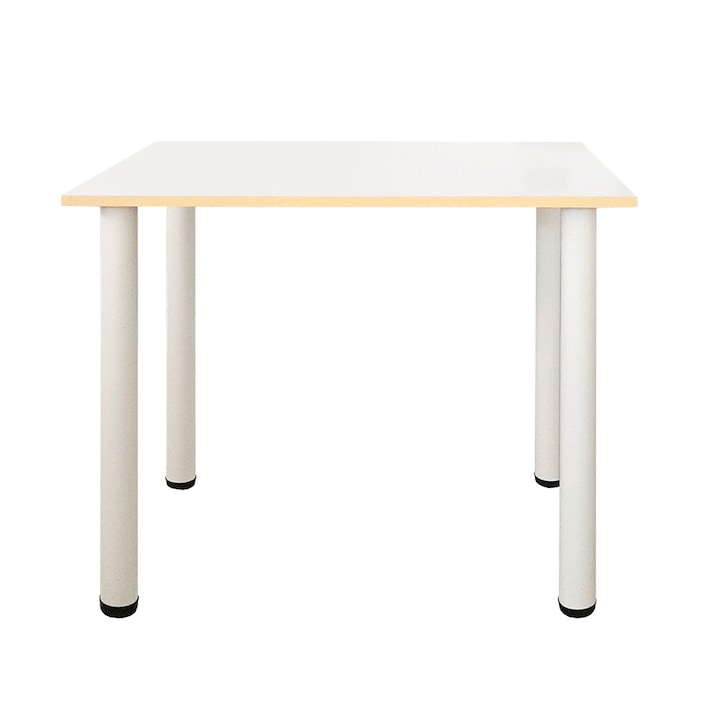 Masa economica Elze, pal alb, picioare albe, 600x900x730 mm