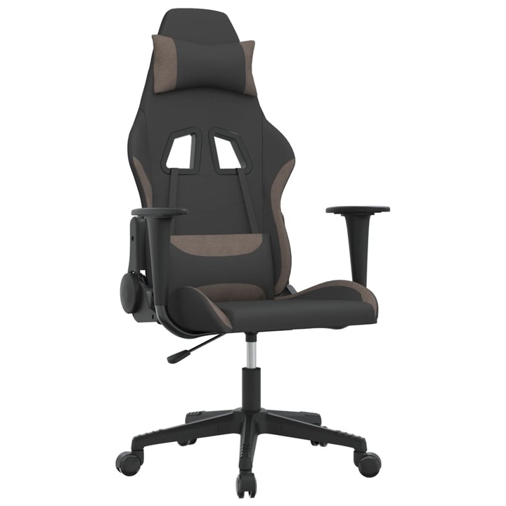 Scaun de gaming cu masaj vidaXL, negru si taupe, material textil