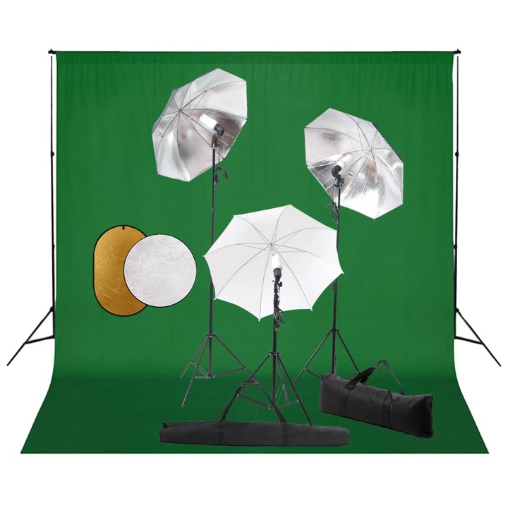 Set studio foto cu lampi, umbrele, fundal si reflector, 13,06kg - 3067088