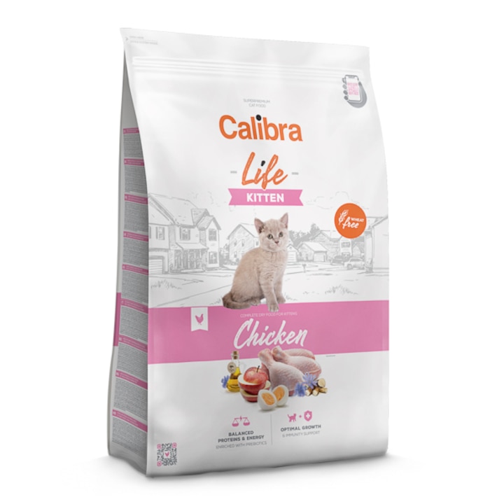Hrana uscata pentru pisici Calibra, Cat Life, Kitten, Pui, 1.5 Kg
