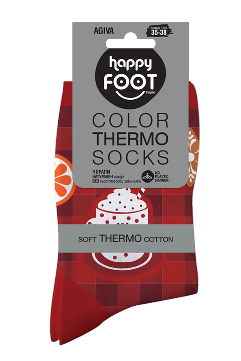 Șosete Agiva Happy Foottopia, Imprimate, Crăciun, Damă, Rosu