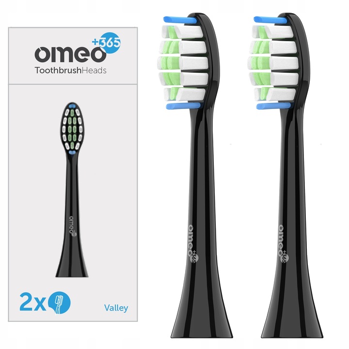 Set, 100% Genuine, Rezerva periuta de dinti, OMEO, 2 buc, OH-32B Valley, negru