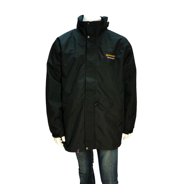 Jacheta de lucru pentru barbati, Kubler, Poliester, Continental, de tranzitie, rezistenta la apa si vant, gluga ascunsa, logo, Negru, XL