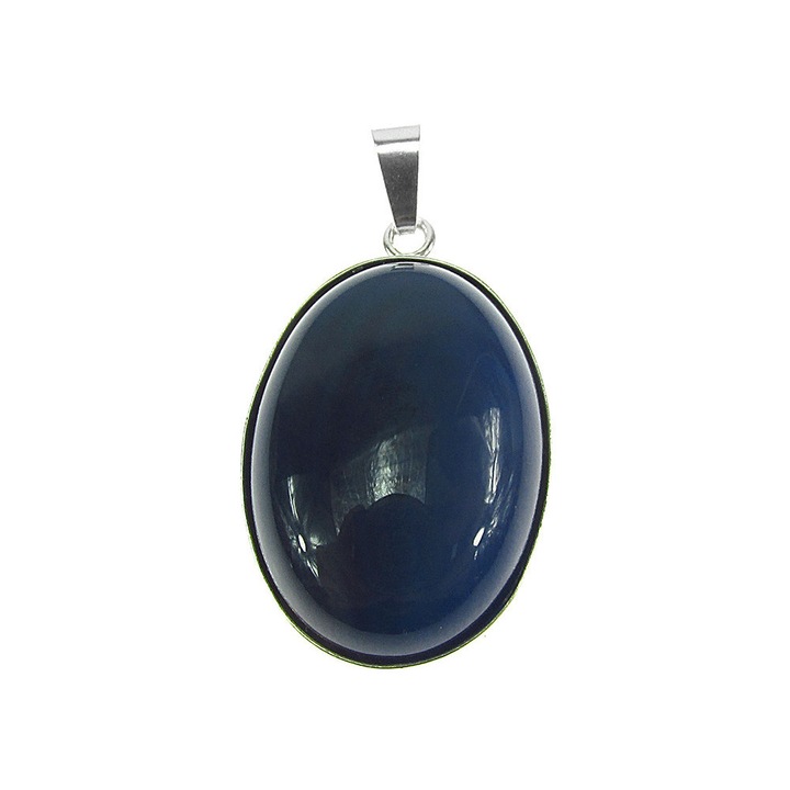Pandantiv argint mare cu agat albastru 25x18 MM, GlamBazaar