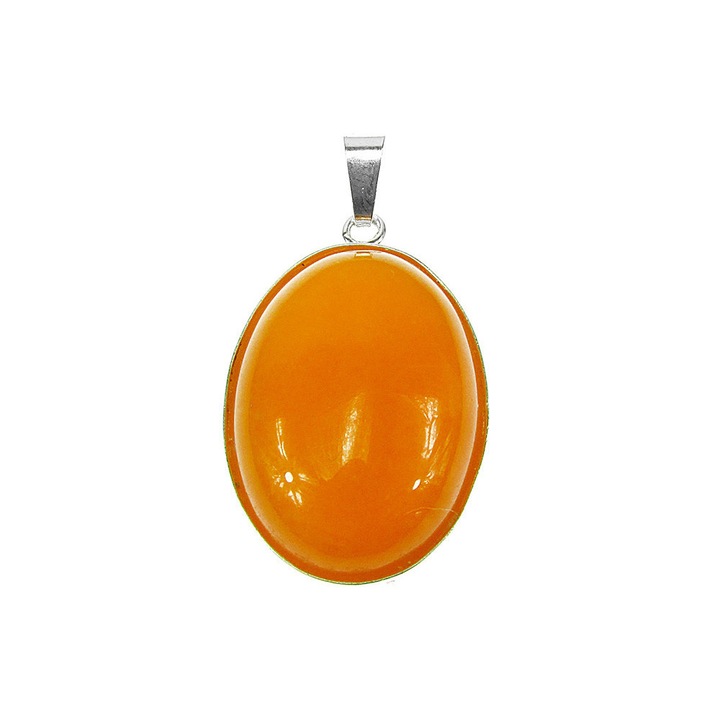 Pandantiv argint mare cu jad galben 25x18 MM, GlamBazaar